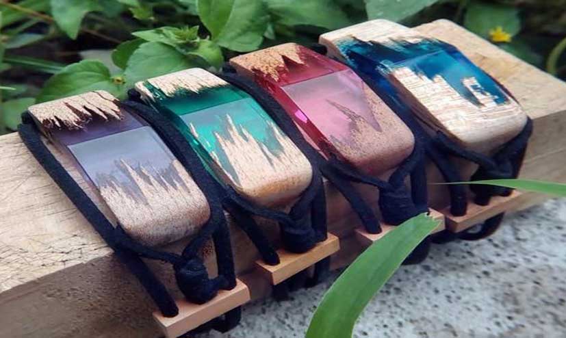 نمونه انگشترهای زیبای ساخته شده از چوب و رزین اپوکسی